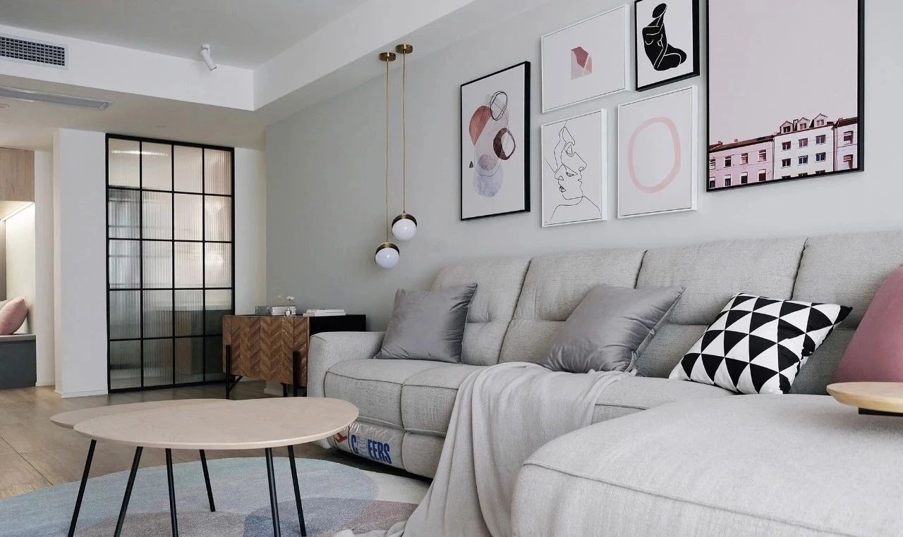 廈門福泰海灣新城120㎡現(xiàn)代北歐三居，清新粉調(diào)少女心